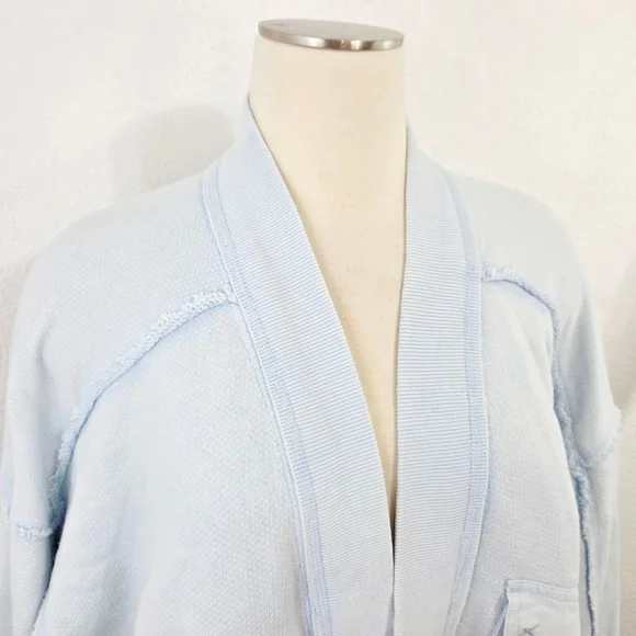 Free People We The Free Lou Day Cardi pastel blue cardigan sweatshirt women's XS - Picture 5 of 9